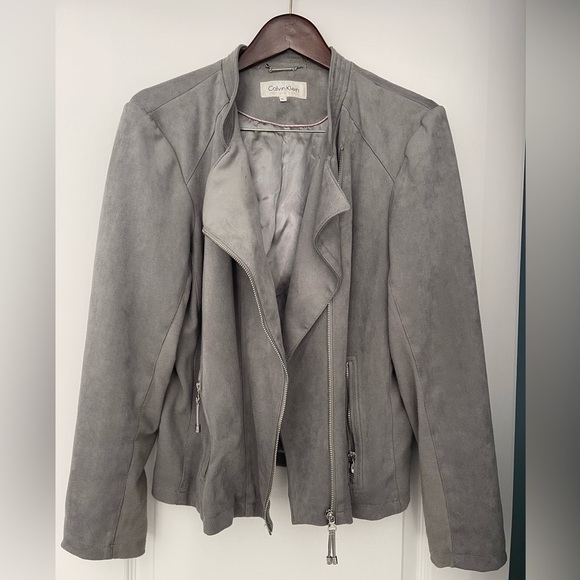 Calvin Klein faux suede moto jacket size XL - Picture 2 of 7